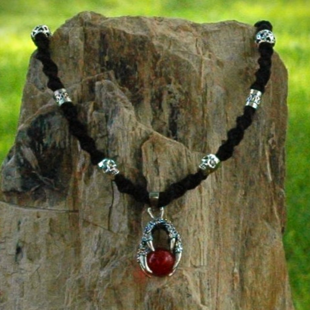Gothic Dragon Claw Red Orb On A Handmade Black 20 1/2